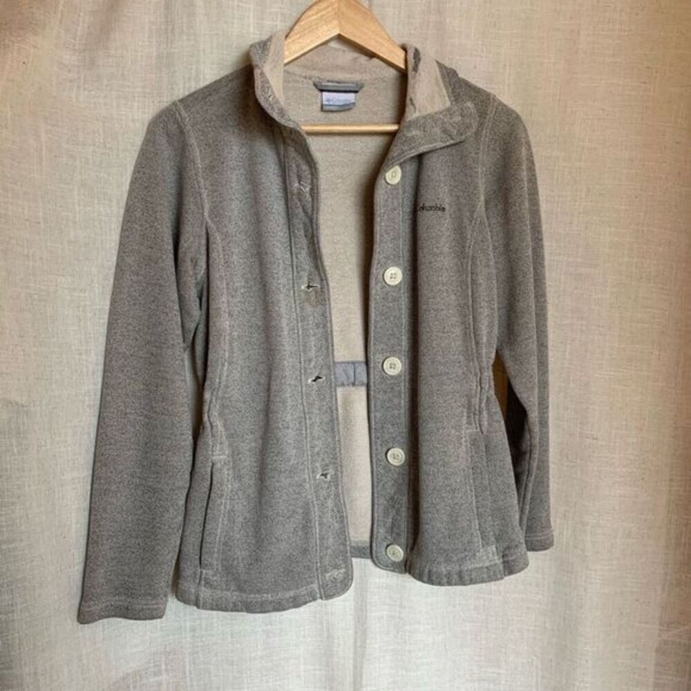 Columbia Womens Felix Peak Button Up Sweater Jacket Size M Gray Minimalist Warm‎